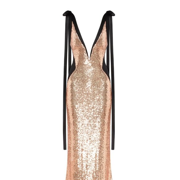 Milla, itsmilla bizzare fully sequined tie-straps gold maxi dress, Smoky Quartz - Picture 3 of 12